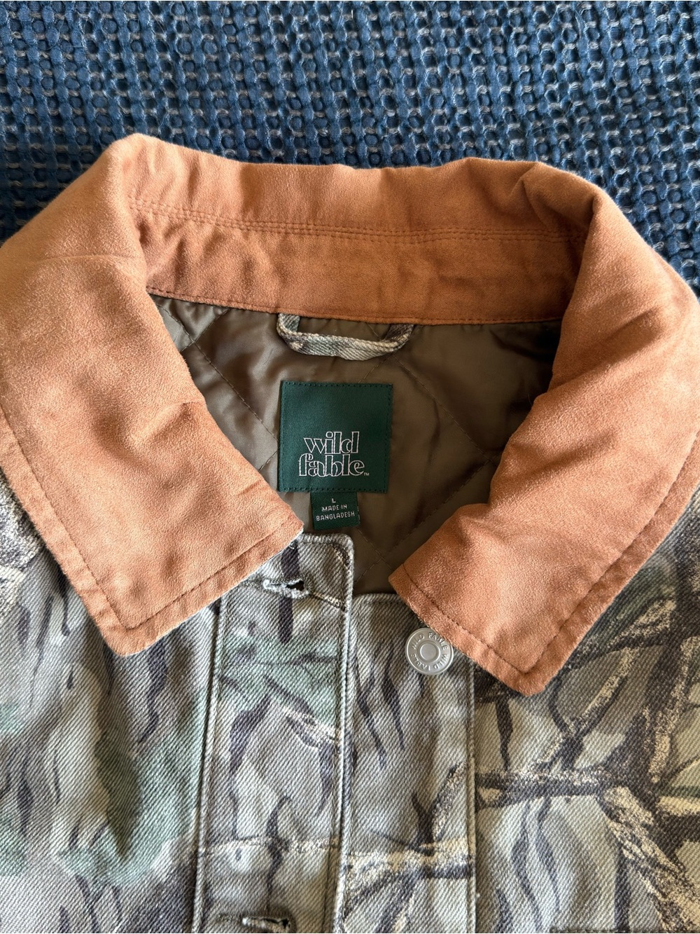 wild fable Rust Corduroy Collar Camo Crop Jean Jacket - Picture 2 of 4